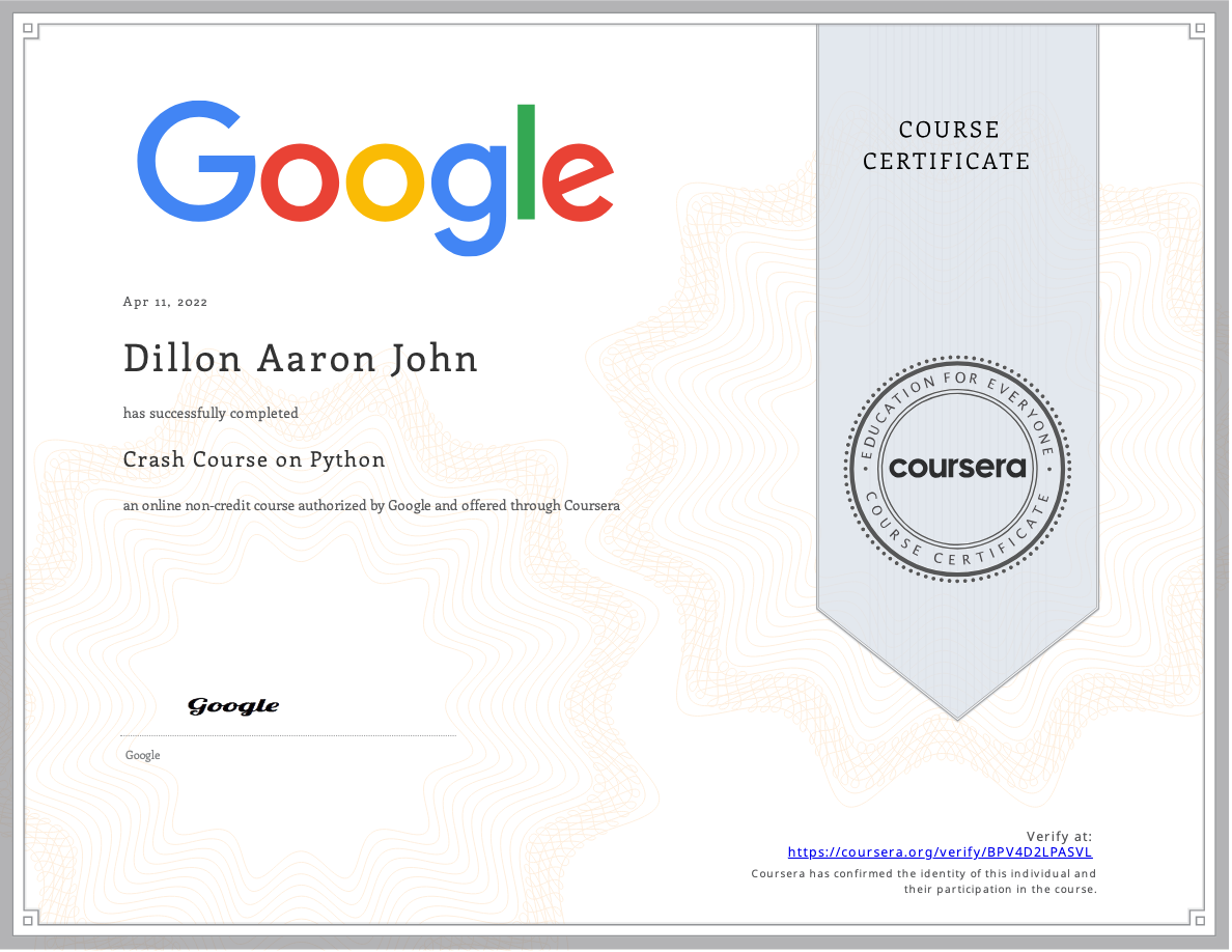Crash Course Python